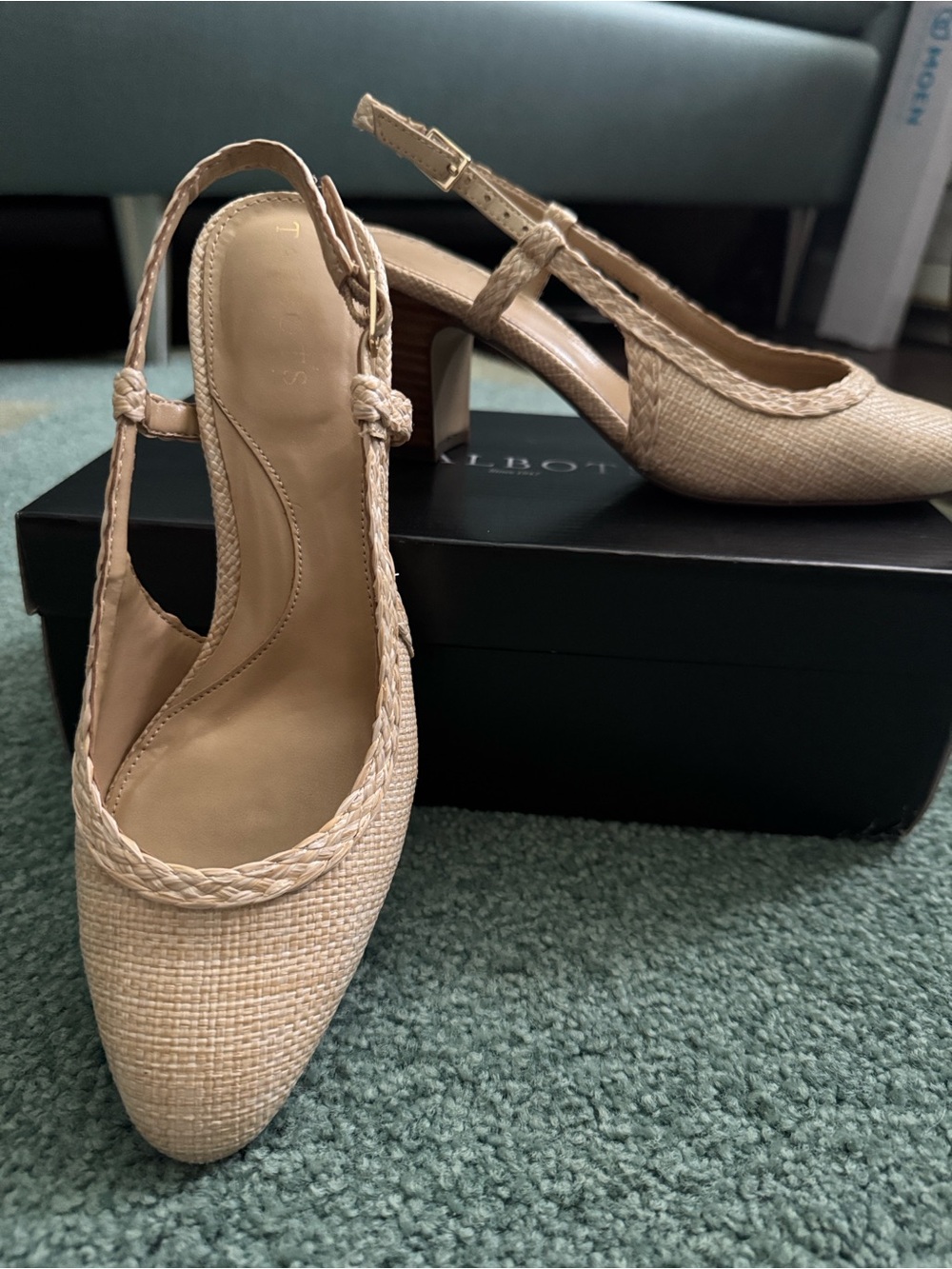 Talbots Natural Beige Braided Slingback Pumps